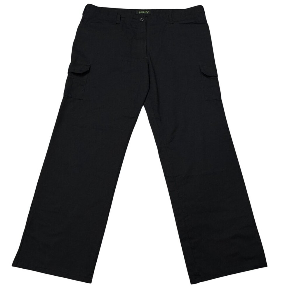 Cintas Womens Black Susan Fit Cargo Pants Flat Front High Rise Pockets Sz 16 Reg